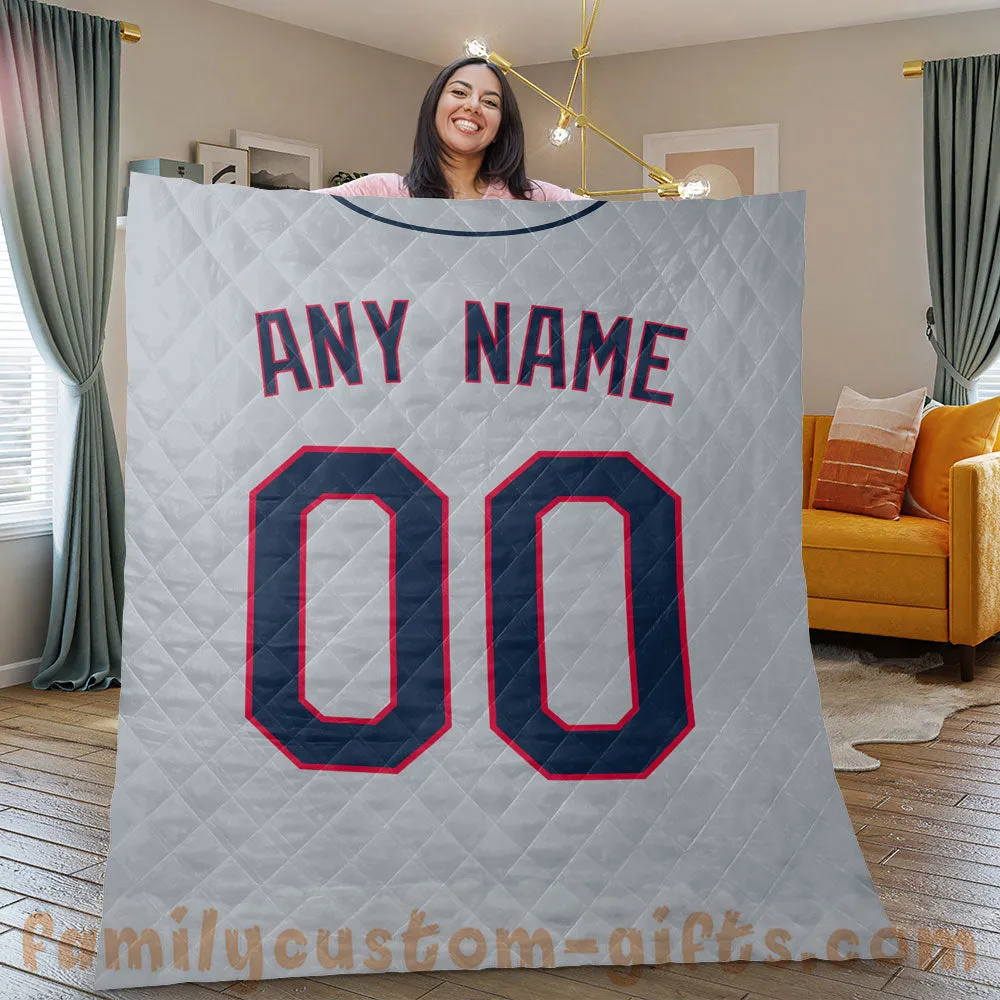 Custom Premium Quilt Blanket Cleveland Jersey Baseball Personalized Quilt Gifts for Her & Him