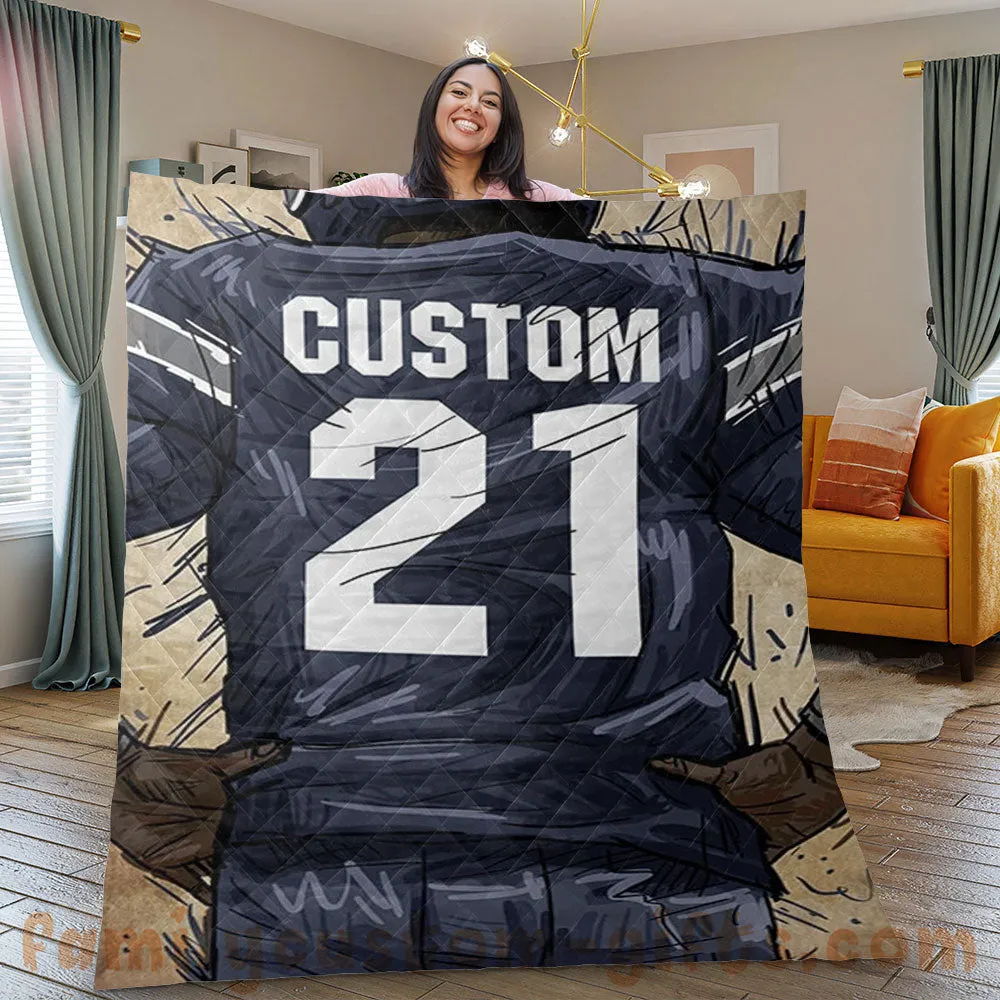 Custom Premium Quilt Blanket Dallas Jersey American Football Personalized Quilt Gifts for Her & Him