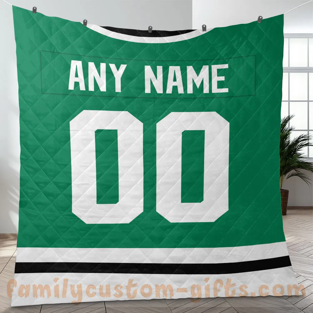 Custom Premium Quilt Blanket Dallas Jersey Ice Hockey Personalized Quilt Gifts for Her & Him