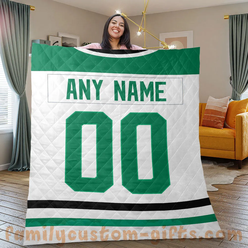 Custom Premium Quilt Blanket Dallas Jersey Ice Hockey Personalized Quilt Gifts for Her & Him