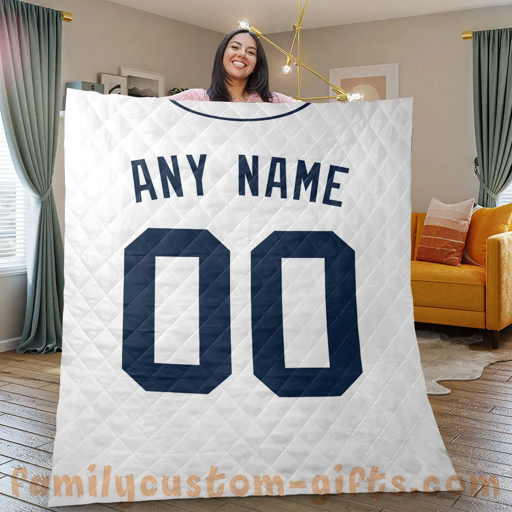 Custom Premium Quilt Blanket Detroit Jersey Baseball Personalized Quilt Gifts for Her & Him