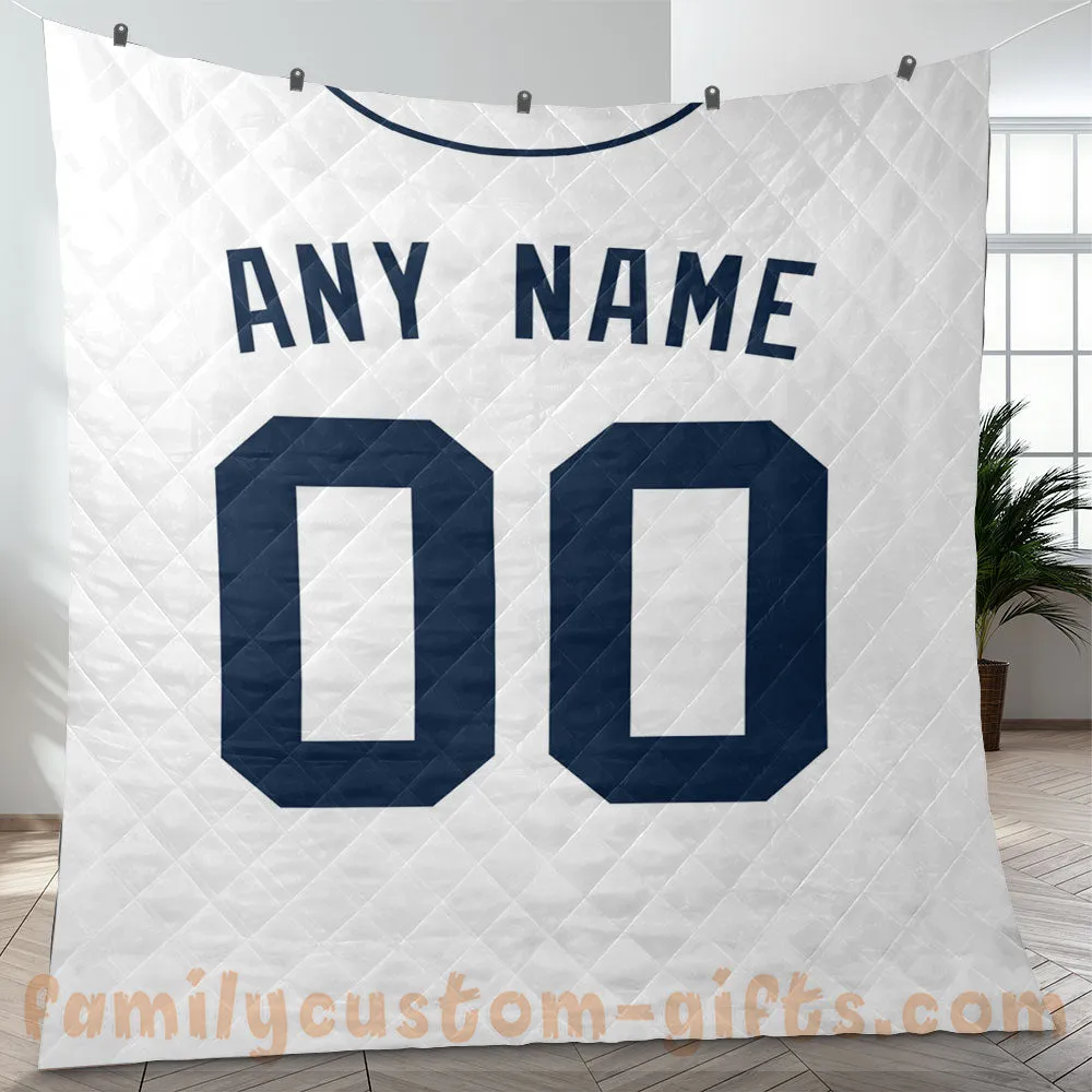 Custom Premium Quilt Blanket Detroit Jersey Baseball Personalized Quilt Gifts for Her & Him