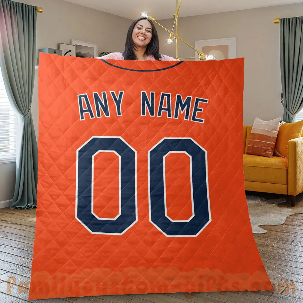 Custom Premium Quilt Blanket Detroit Jersey Baseball Personalized Quilt Gifts for Her & Him