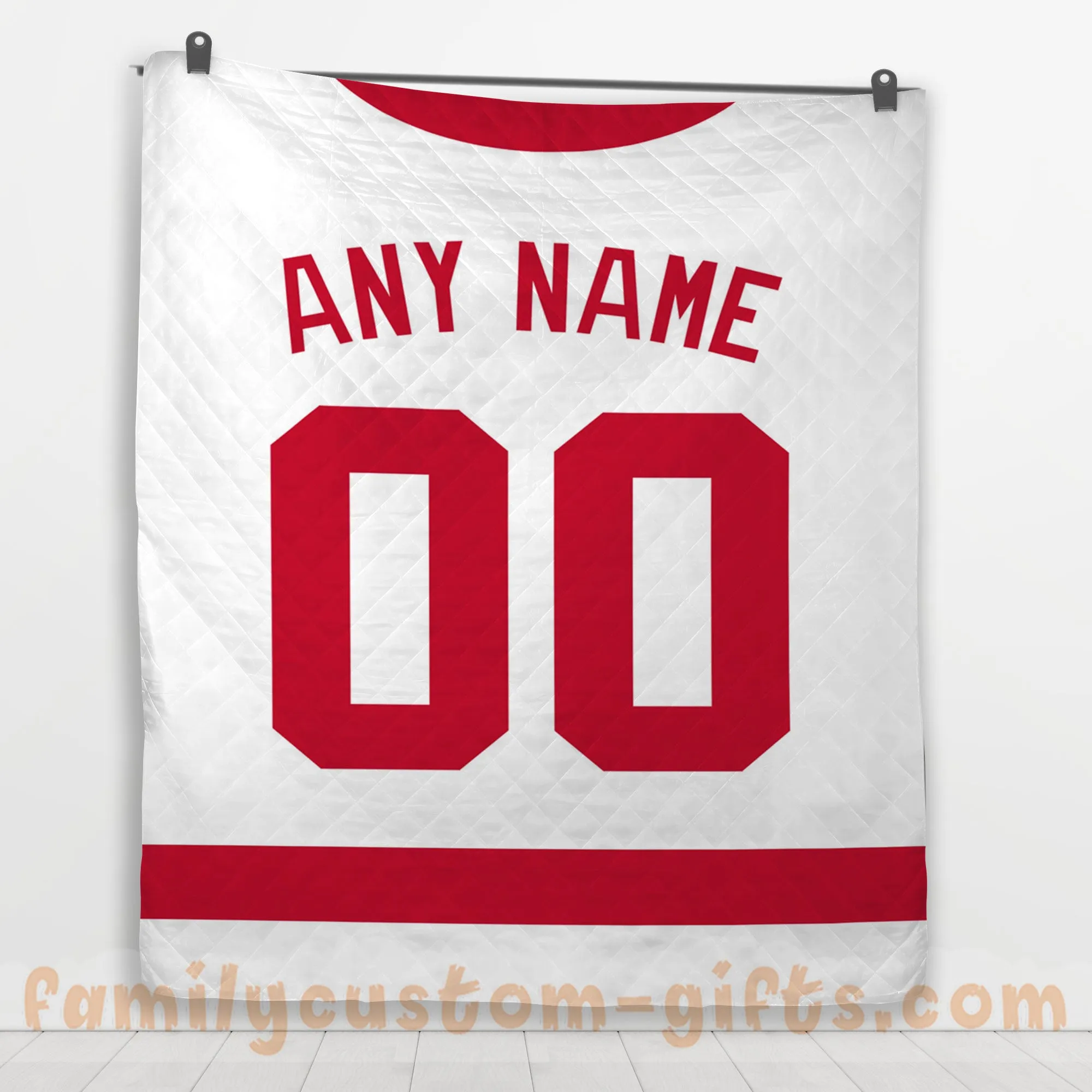 Custom Premium Quilt Blanket Detroit Jersey Ice Hockey Personalized Quilt Gifts for Her & Him