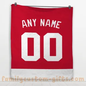 Custom Premium Quilt Blanket Detroit Jersey Ice Hockey Personalized Quilt Gifts for Her & Him