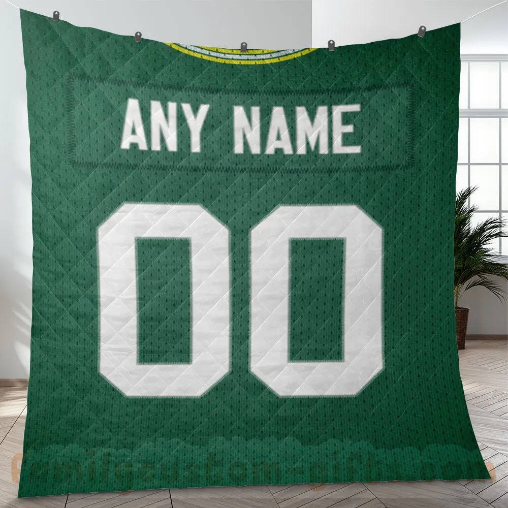 Custom Premium Quilt Blanket Green Bay Jersey American Football Personalized Quilt Gifts for Her & Him