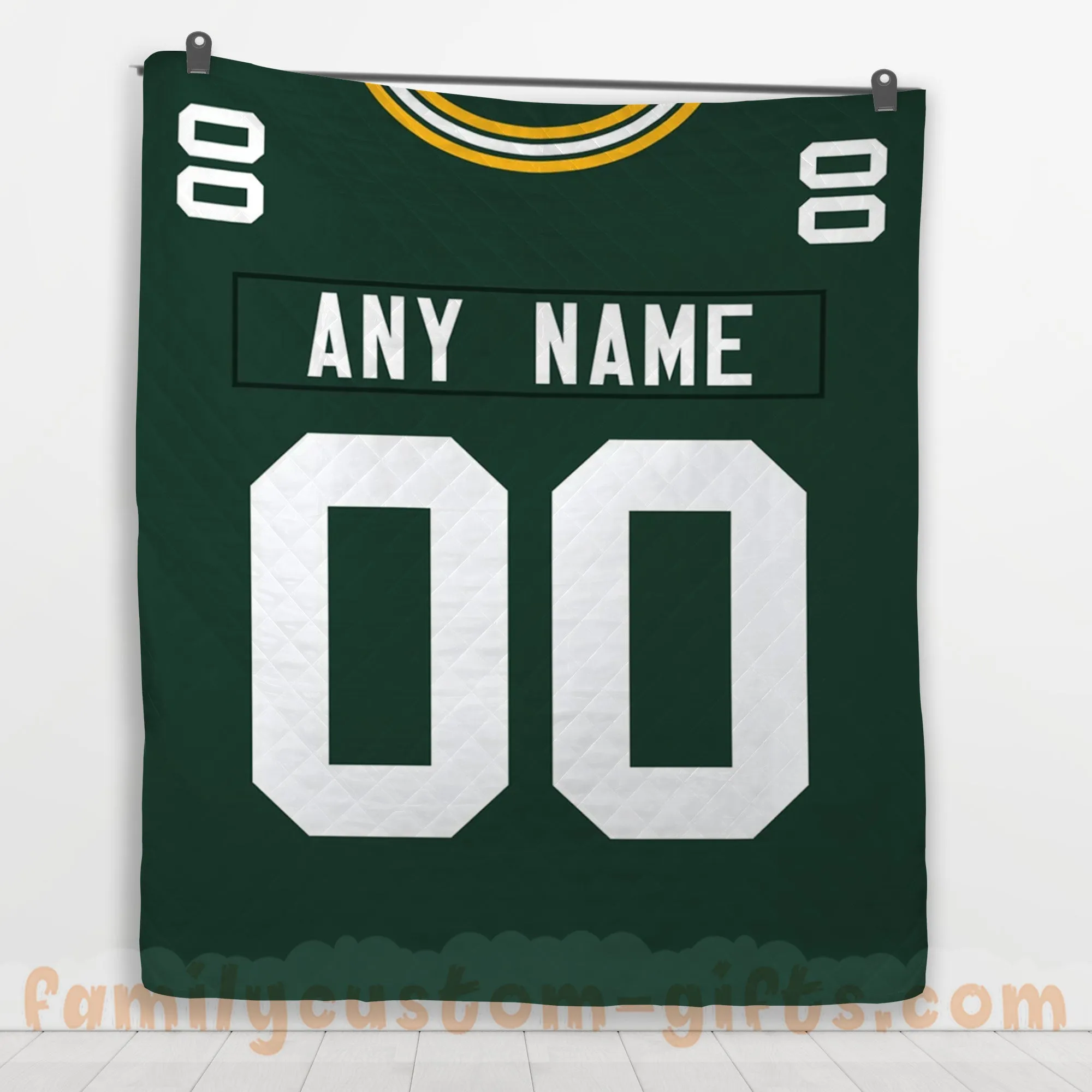 Custom Premium Quilt Blanket Green Bay Jersey American Football Personalized Quilt Gifts for Her & Him