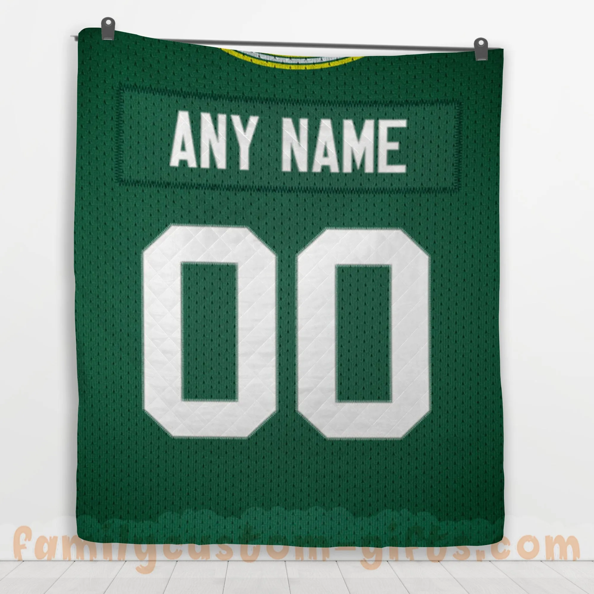 Custom Premium Quilt Blanket Green Bay Jersey American Football Personalized Quilt Gifts for Her & Him