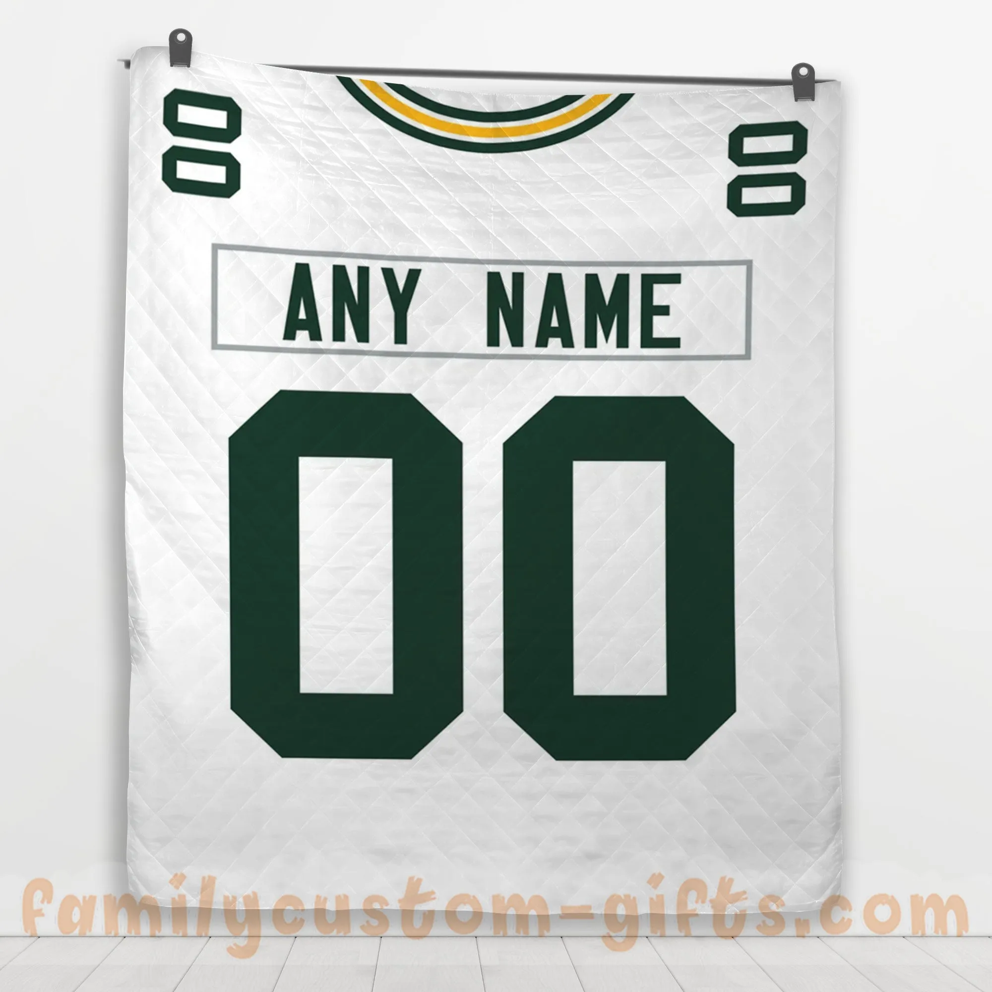 Custom Premium Quilt Blanket Green Bay Jersey American Football Personalized Quilt Gifts for Her & Him