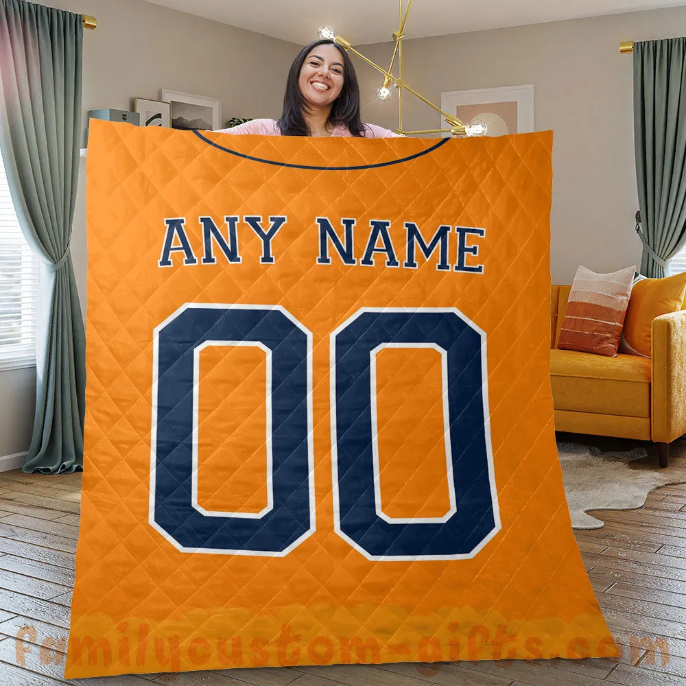 Custom Premium Quilt Blanket Houston Jersey Baseball Personalized Quilt Gifts for Her & Him