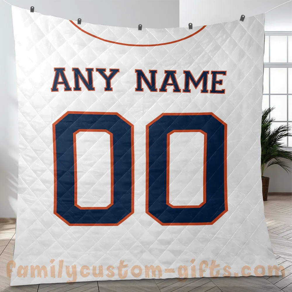 Custom Premium Quilt Blanket Houston Jersey Baseball Personalized Quilt Gifts for Her & Him