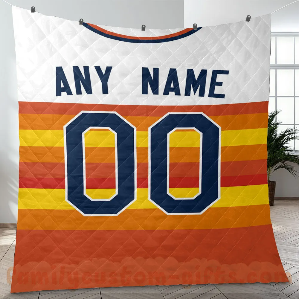 Custom Premium Quilt Blanket Houston Jersey Baseball Personalized Quilt Gifts for Her & Him