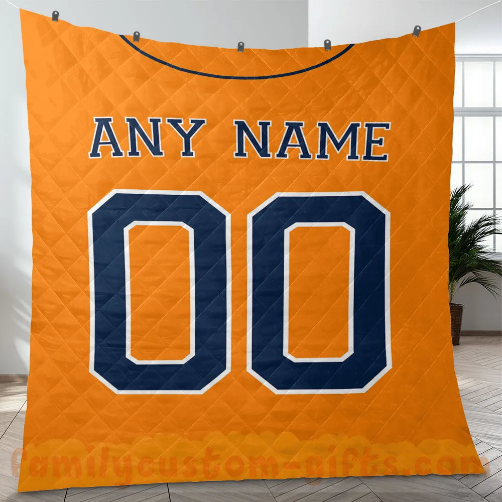 Custom Premium Quilt Blanket Houston Jersey Baseball Personalized Quilt Gifts for Her & Him