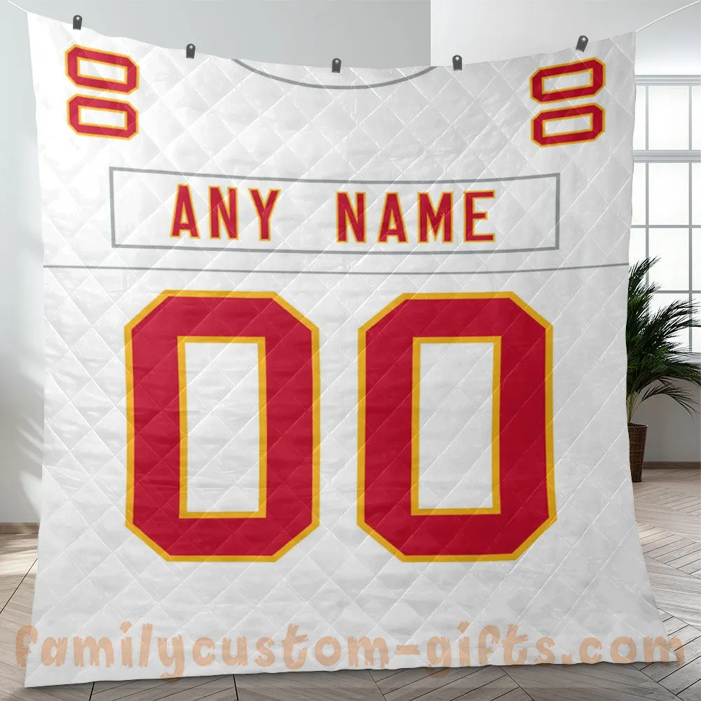 Custom Premium Quilt Blanket Kansas City Jersey American Football Personalized Quilt Gifts for Her & Him