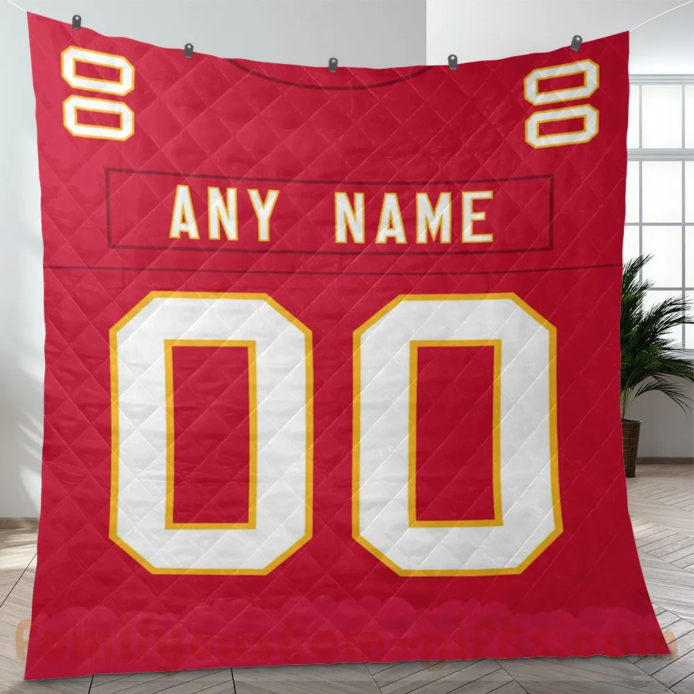 Custom Premium Quilt Blanket Kansas City Jersey American Football Personalized Quilt Gifts for Her & Him
