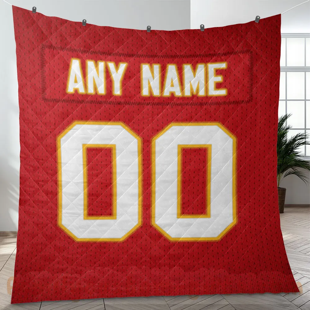 Custom Premium Quilt Blanket Kansas City Jersey American Football Personalized Quilt Gifts for Her & Him