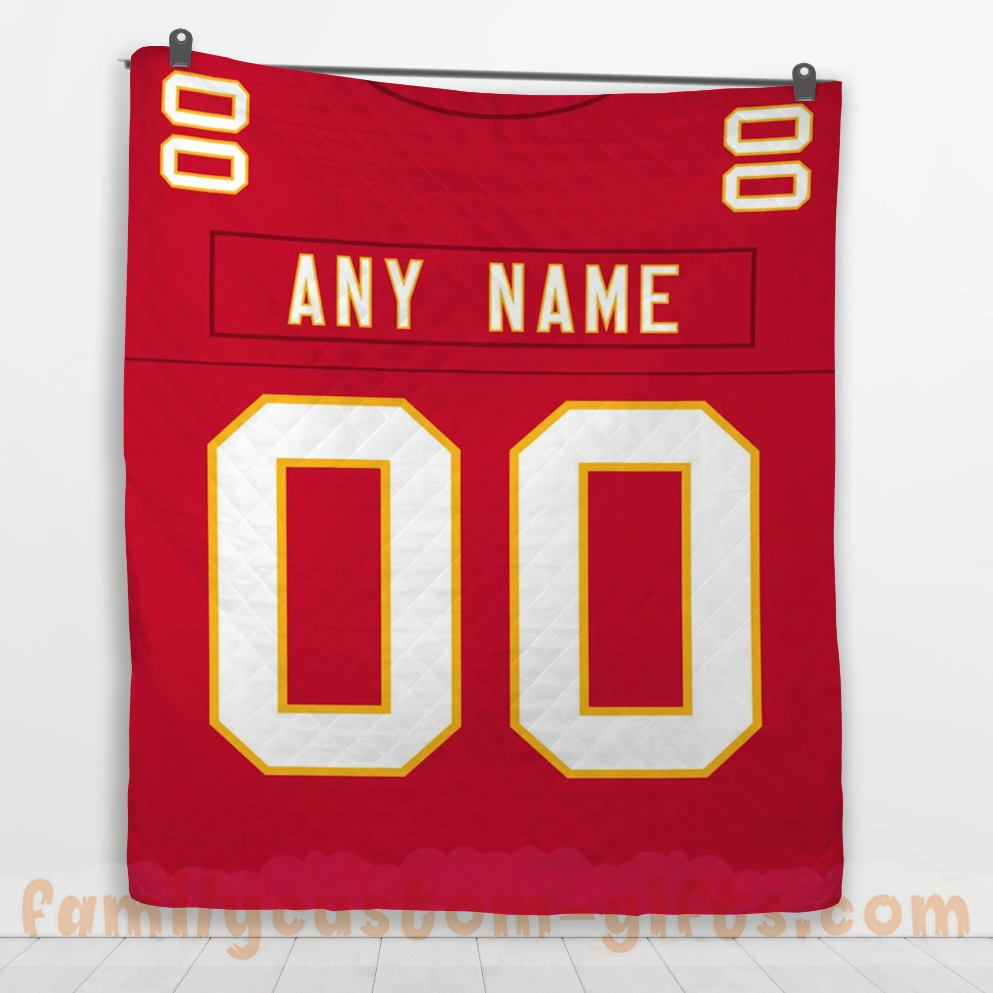 Custom Premium Quilt Blanket Kansas City Jersey American Football Personalized Quilt Gifts for Her & Him