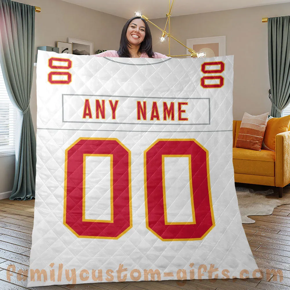 Custom Premium Quilt Blanket Kansas City Jersey American Football Personalized Quilt Gifts for Her & Him