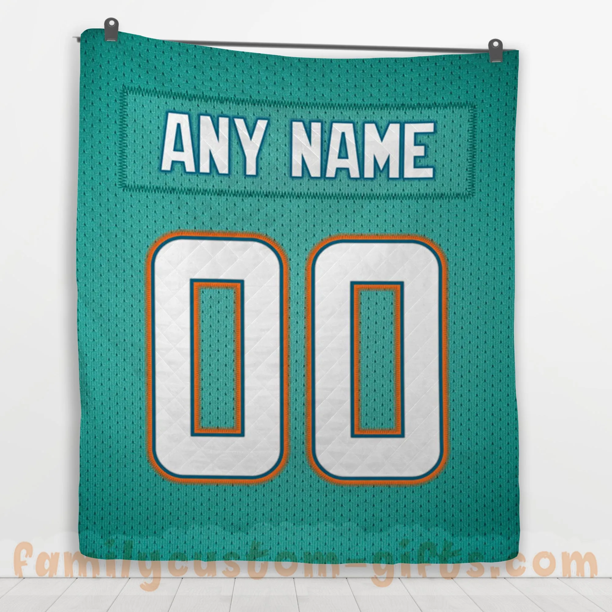 Custom Premium Quilt Blanket Miami Jersey American Football Personalized Quilt Gifts for Her & Him