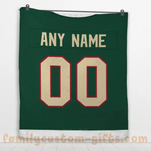 Custom Premium Quilt Blanket Minnesota Jersey Ice Hockey Personalized Quilt Gifts for Her & Him