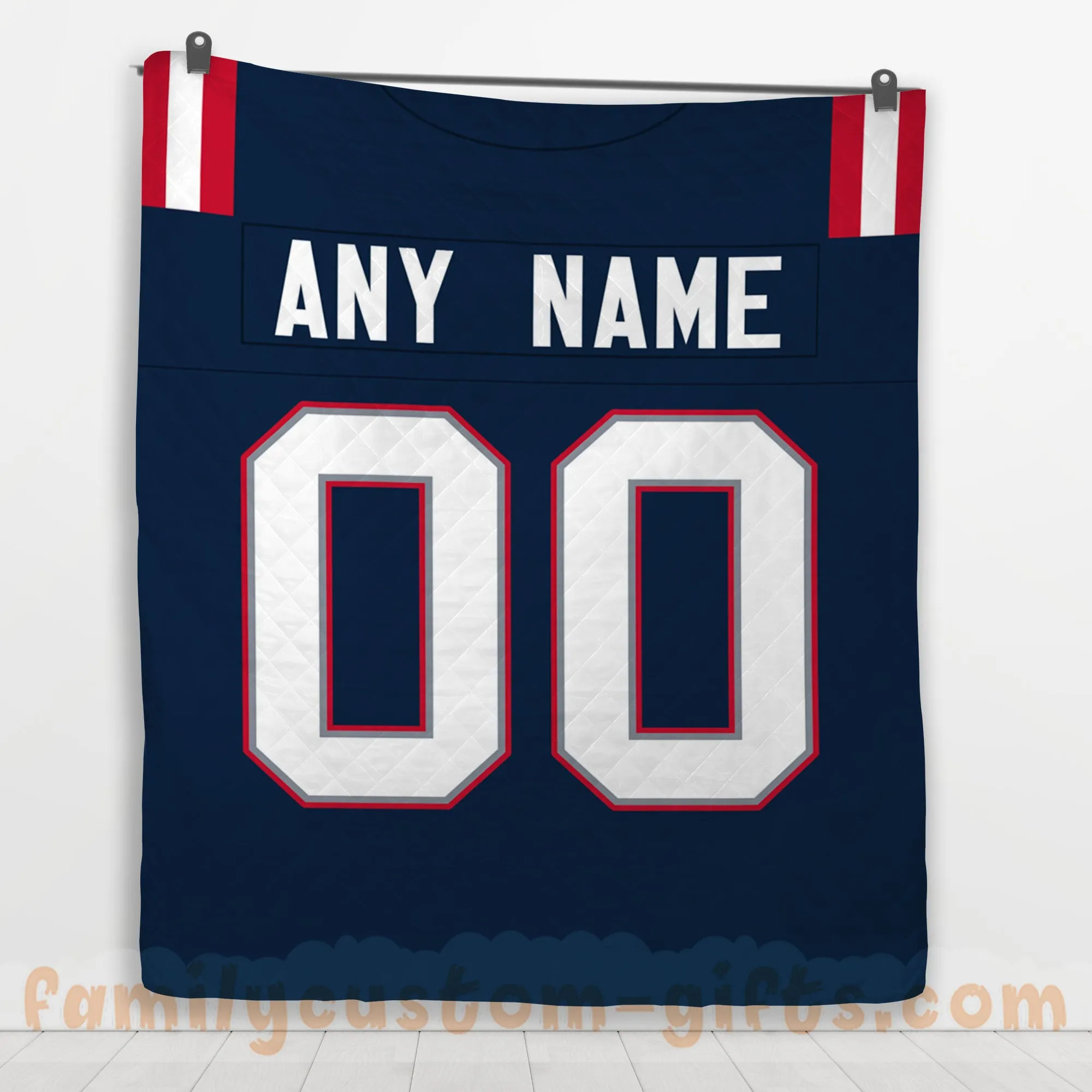 Custom Premium Quilt Blanket New England Jersey American Football Personalized Quilt Gifts for Her & Him