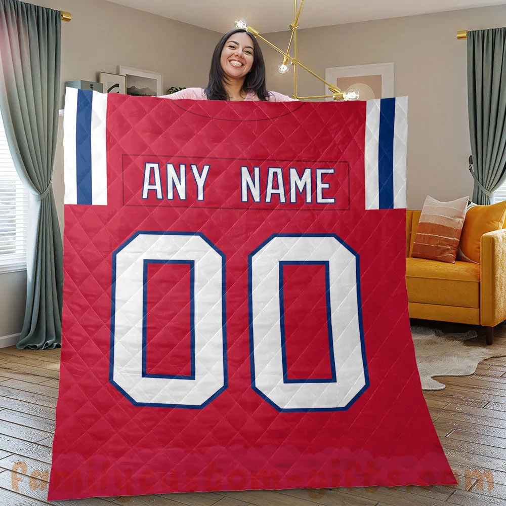 Custom Premium Quilt Blanket New England Jersey American Football Personalized Quilt Gifts for Her & Him