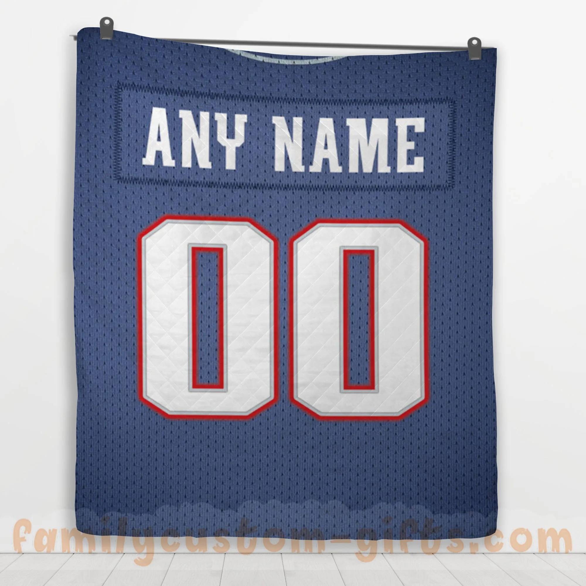 Custom Premium Quilt Blanket New England Jersey American Football Personalized Quilt Gifts for Her & Him