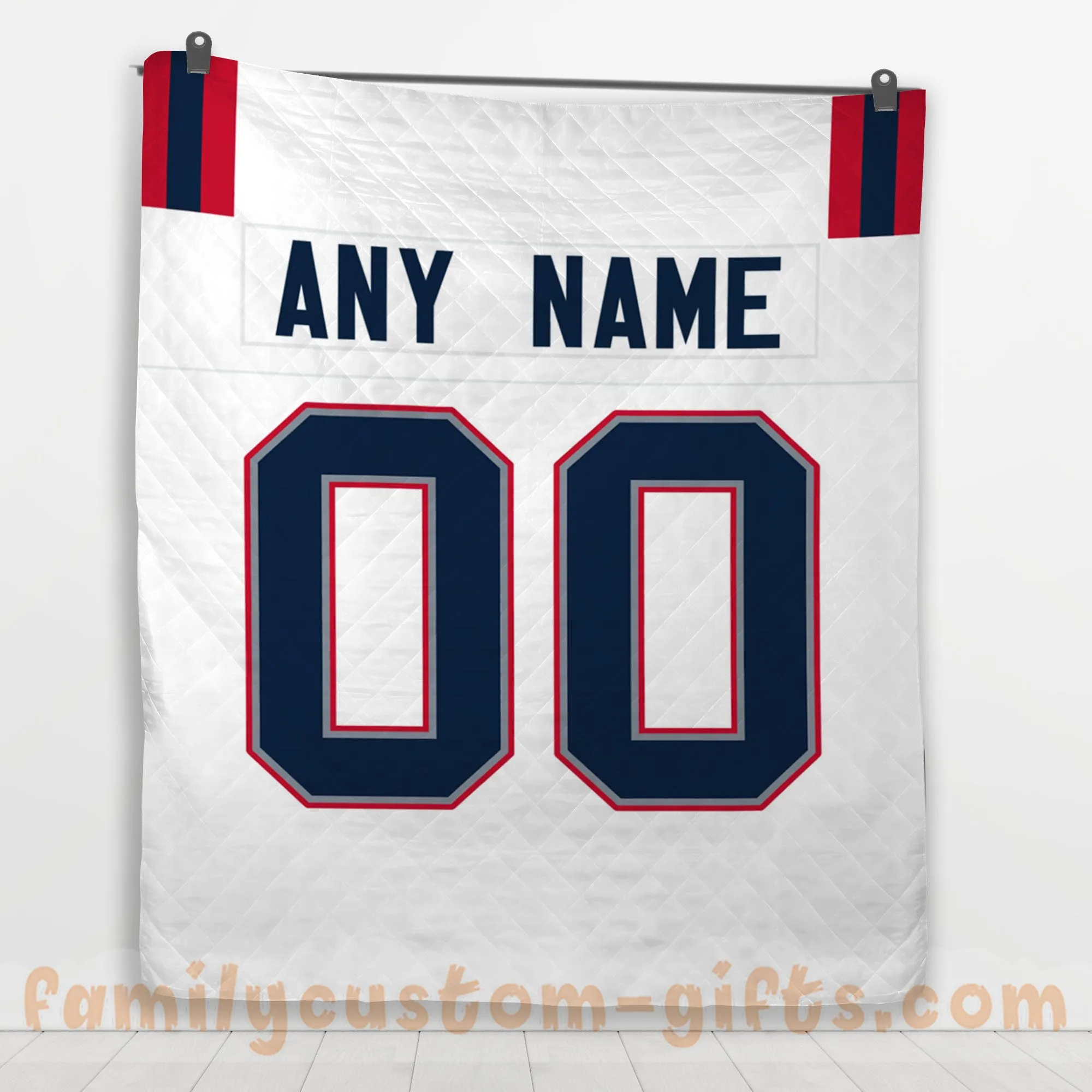 Custom Premium Quilt Blanket New England Jersey American Football Personalized Quilt Gifts for Her & Him