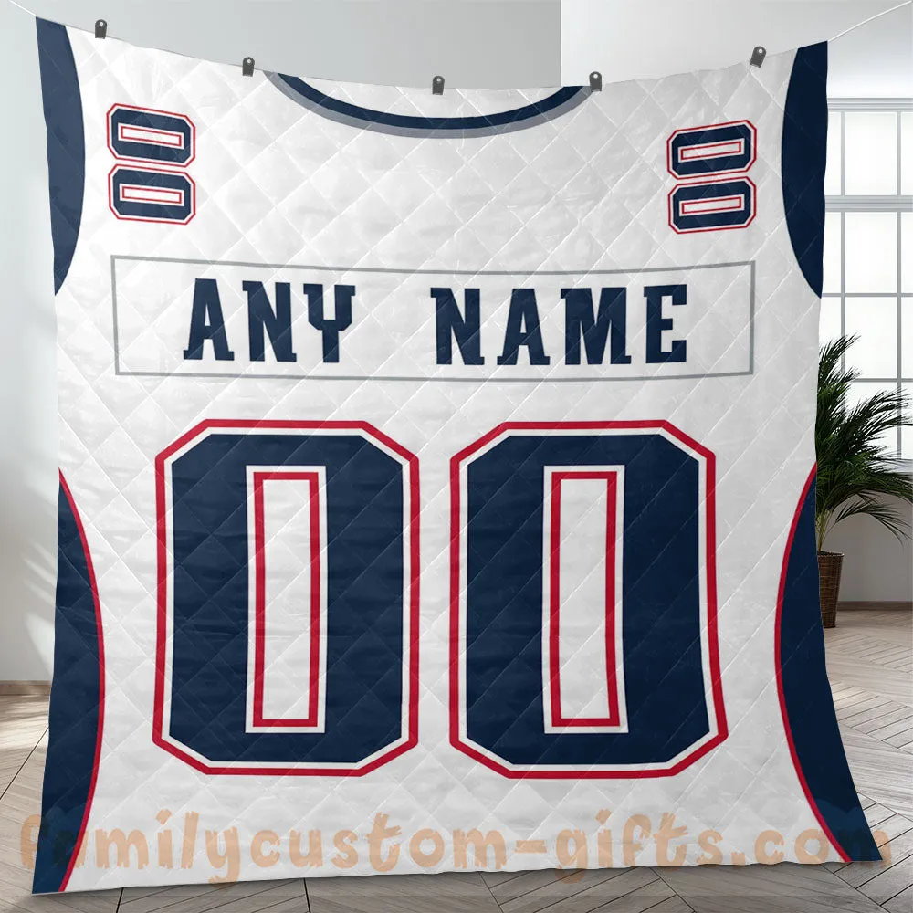 Custom Premium Quilt Blanket New England Jersey American Football Personalized Quilt Gifts for Her & Him
