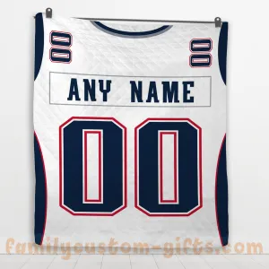Custom Premium Quilt Blanket New England Jersey American Football Personalized Quilt Gifts for Her & Him