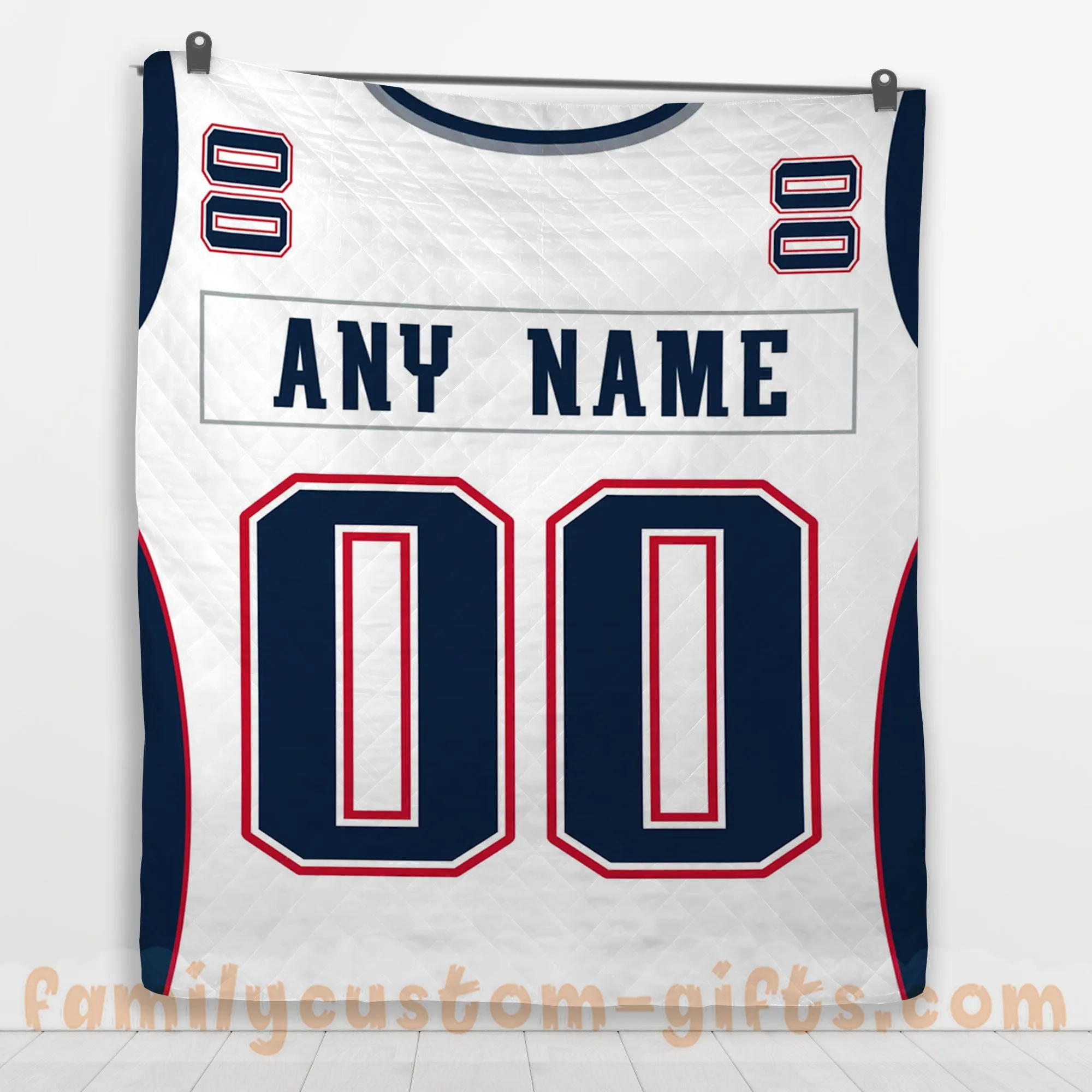 Custom Premium Quilt Blanket New England Jersey American Football Personalized Quilt Gifts for Her & Him