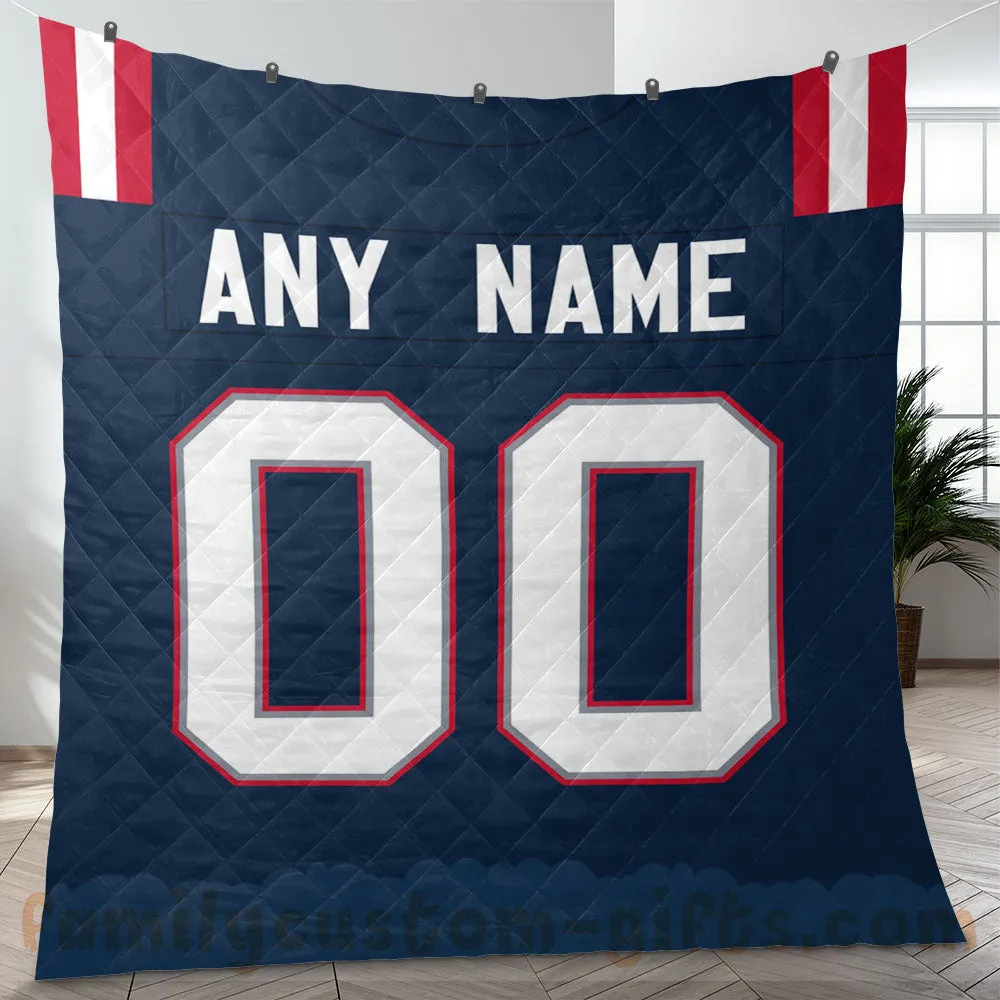 Custom Premium Quilt Blanket New England Jersey American Football Personalized Quilt Gifts for Her & Him