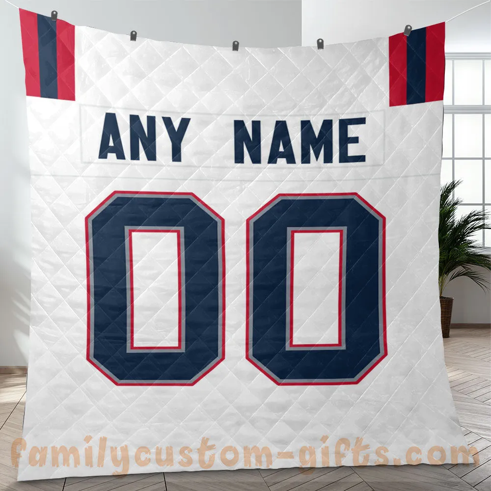 Custom Premium Quilt Blanket New England Jersey American Football Personalized Quilt Gifts for Her & Him