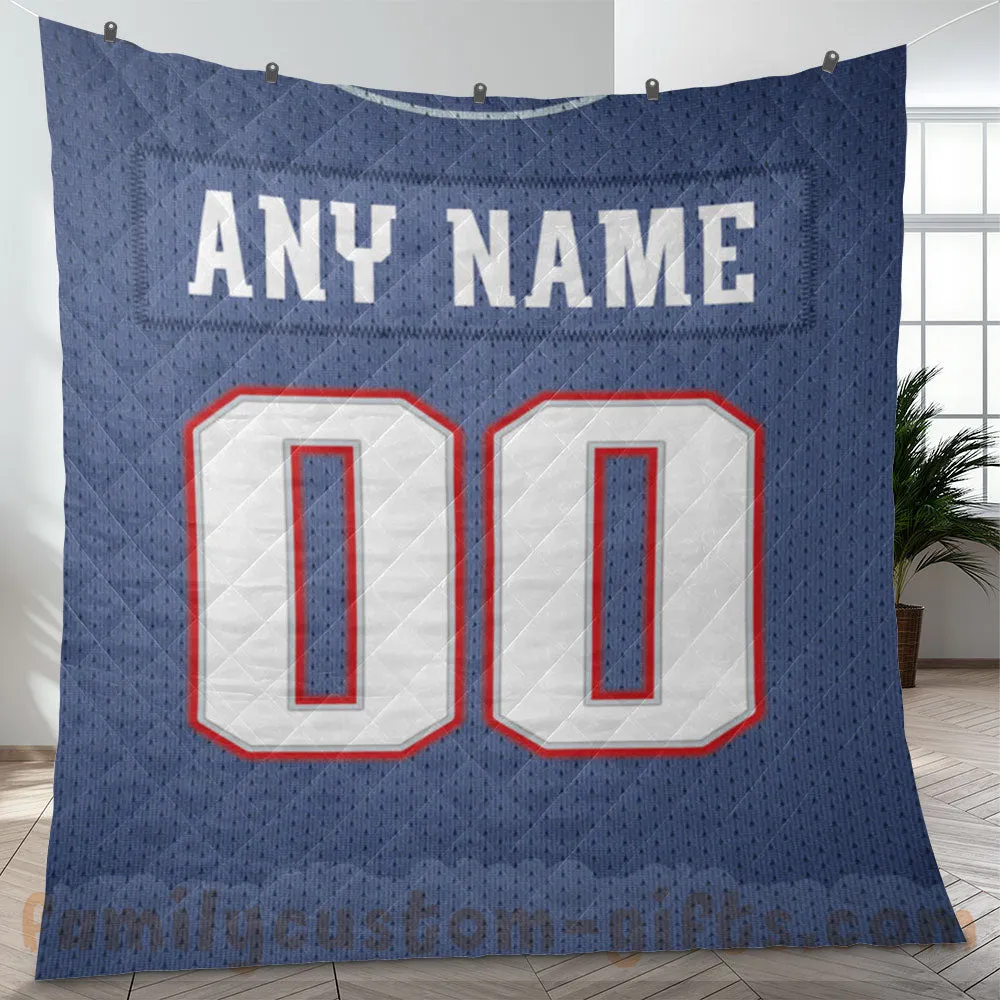 Custom Premium Quilt Blanket New England Jersey American Football Personalized Quilt Gifts for Her & Him