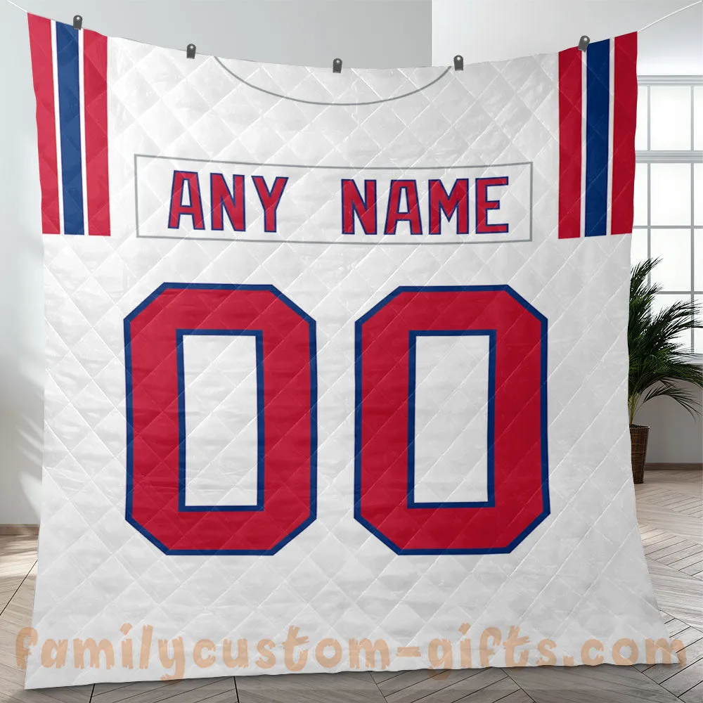 Custom Premium Quilt Blanket New England Jersey American Football Personalized Quilt Gifts for Her & Him
