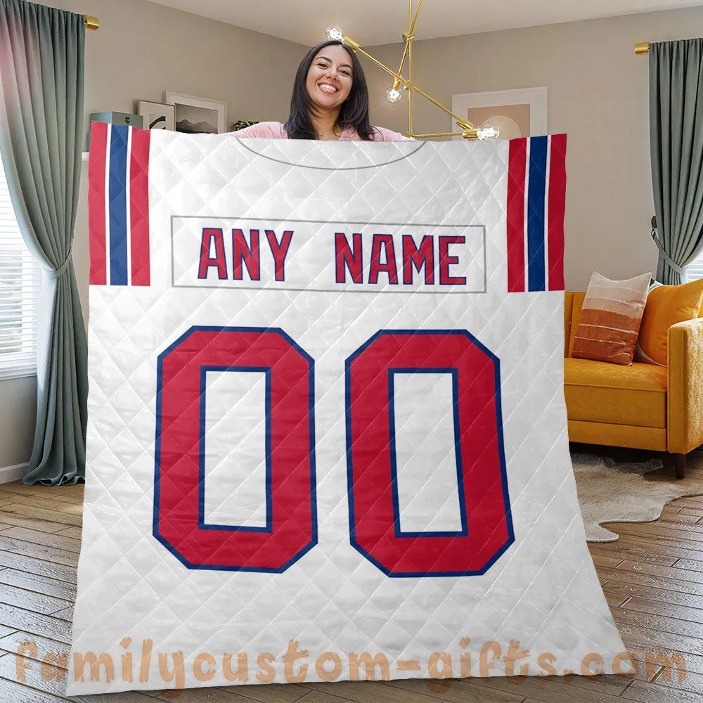 Custom Premium Quilt Blanket New England Jersey American Football Personalized Quilt Gifts for Her & Him