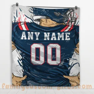 Custom Premium Quilt Blanket New England Jersey American Football Personalized Quilt Gifts for Her & Him