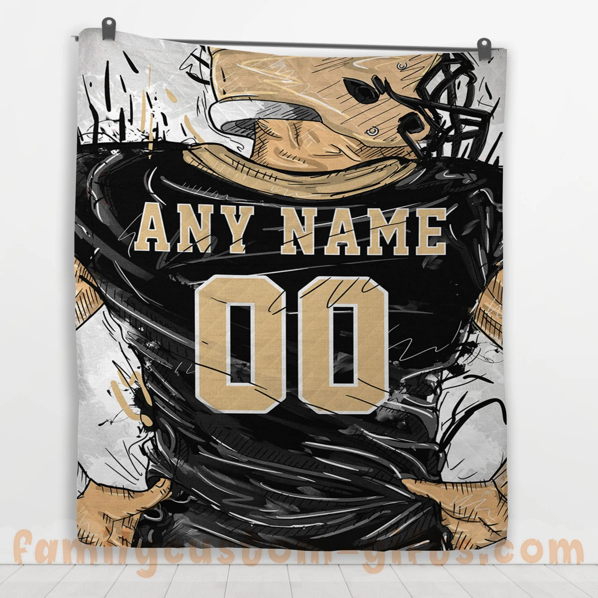 Custom Premium Quilt Blanket New Orleans Jersey American Football Personalized Quilt Gifts for Her & Him