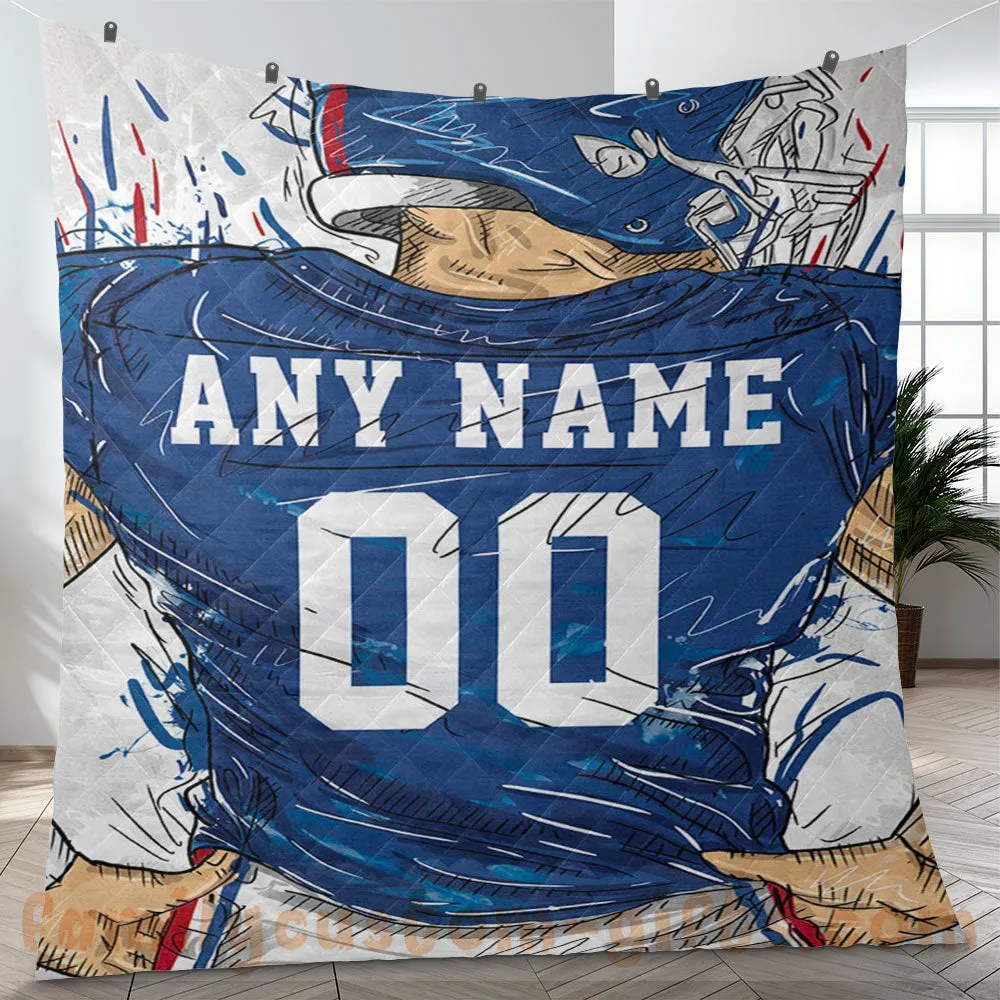 Custom Premium Quilt Blanket New York Jersey American Football Personalized Quilt Gifts for Her & Him