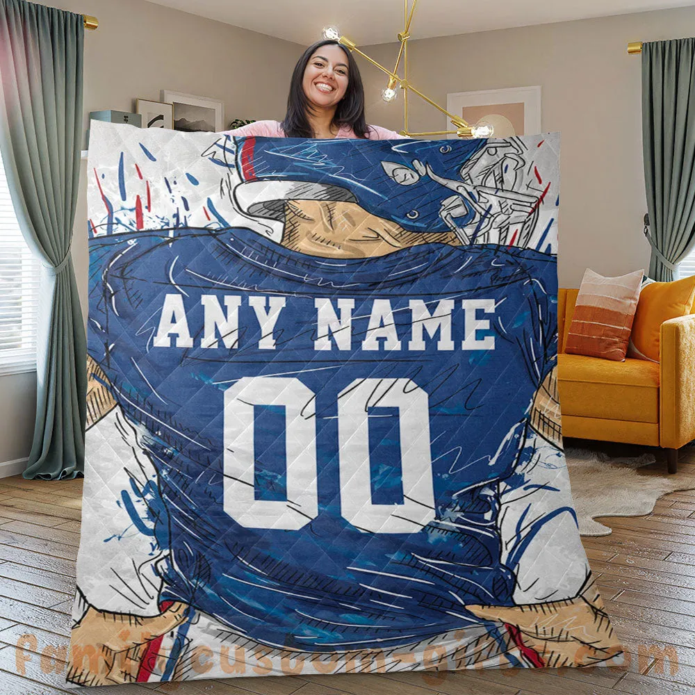 Custom Premium Quilt Blanket New York Jersey American Football Personalized Quilt Gifts for Her & Him