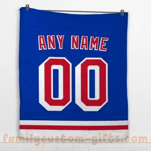 Custom Premium Quilt Blanket New York Jersey Ice Hockey Personalized Quilt Gifts for Her & Him