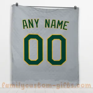 Custom Premium Quilt Blanket Oakland Jersey Baseball Personalized Quilt Gifts for Her & Him