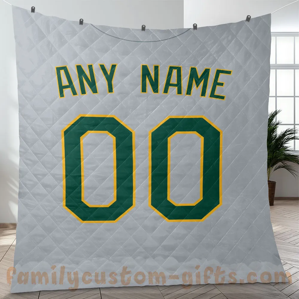 Custom Premium Quilt Blanket Oakland Jersey Baseball Personalized Quilt Gifts for Her & Him