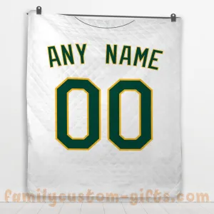 Custom Premium Quilt Blanket Oakland Jersey Baseball Personalized Quilt Gifts for Her & Him