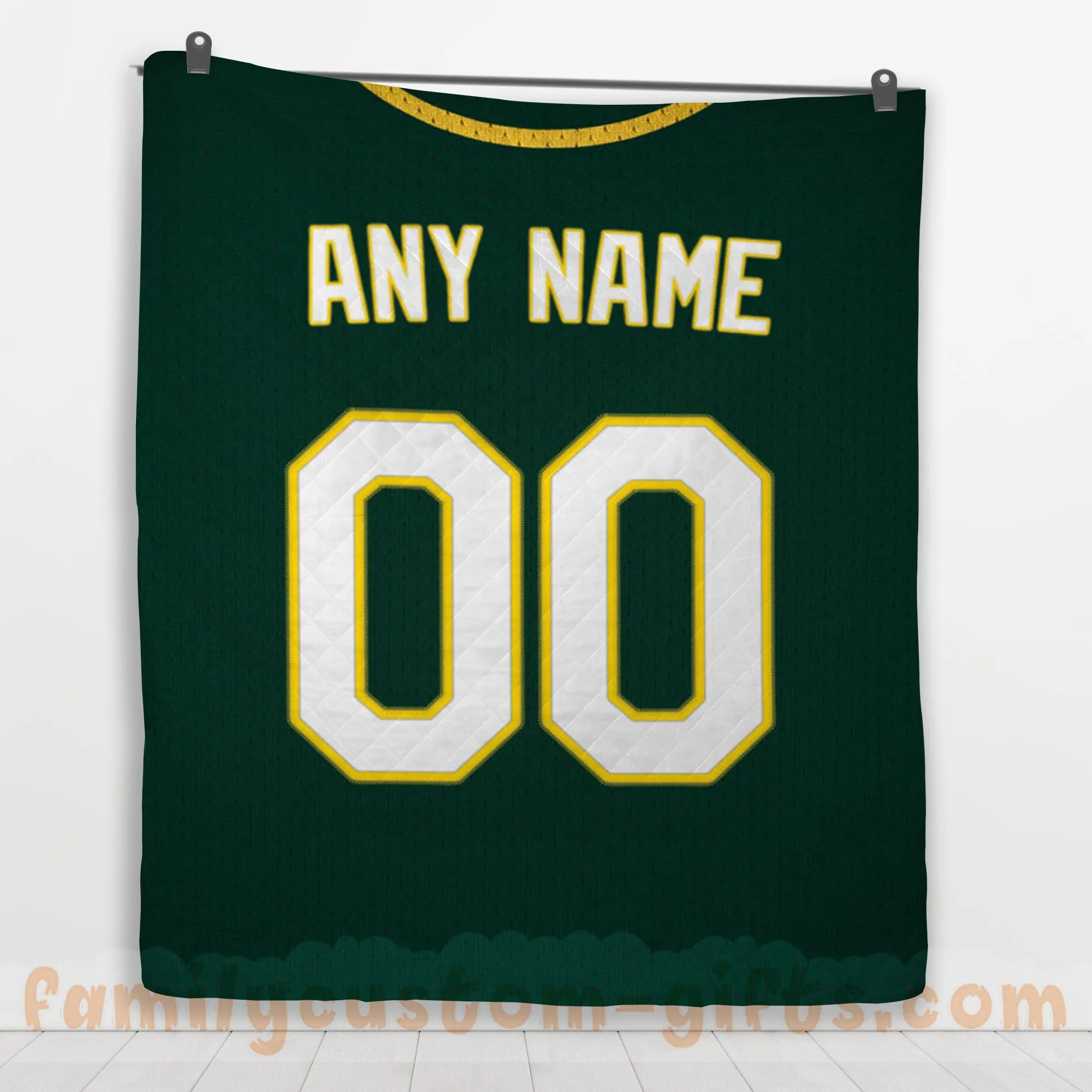 Custom Premium Quilt Blanket Oakland Jersey Baseball Personalized Quilt Gifts for Her & Him
