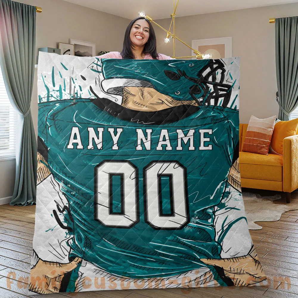 Custom Premium Quilt Blanket Philadelphia Jersey American Football Personalized Quilt Gifts for Her & Him
