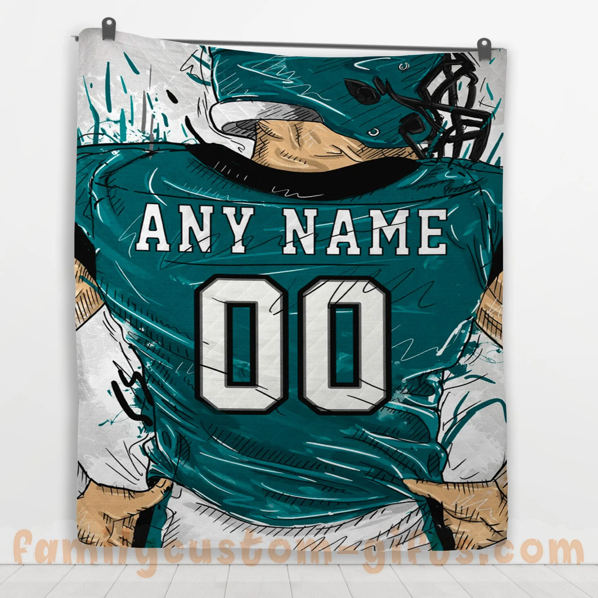Custom Premium Quilt Blanket Philadelphia Jersey American Football Personalized Quilt Gifts for Her & Him