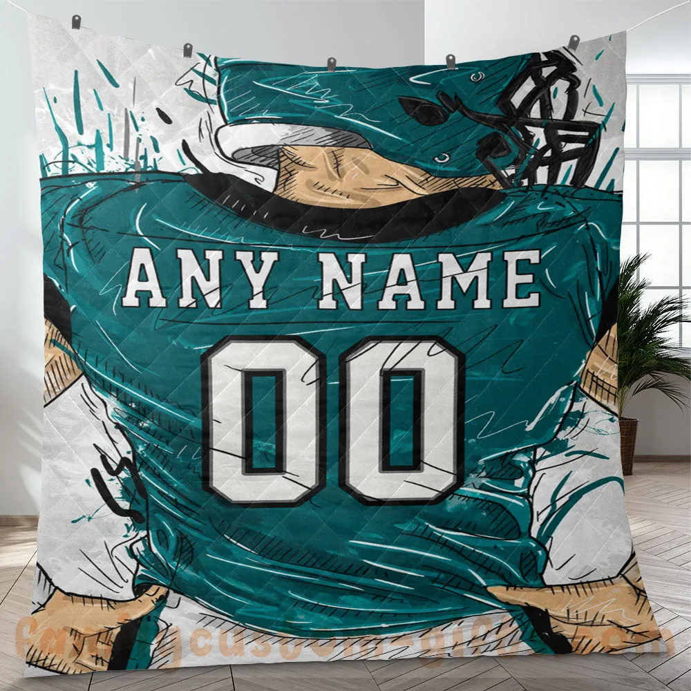Custom Premium Quilt Blanket Philadelphia Jersey American Football Personalized Quilt Gifts for Her & Him