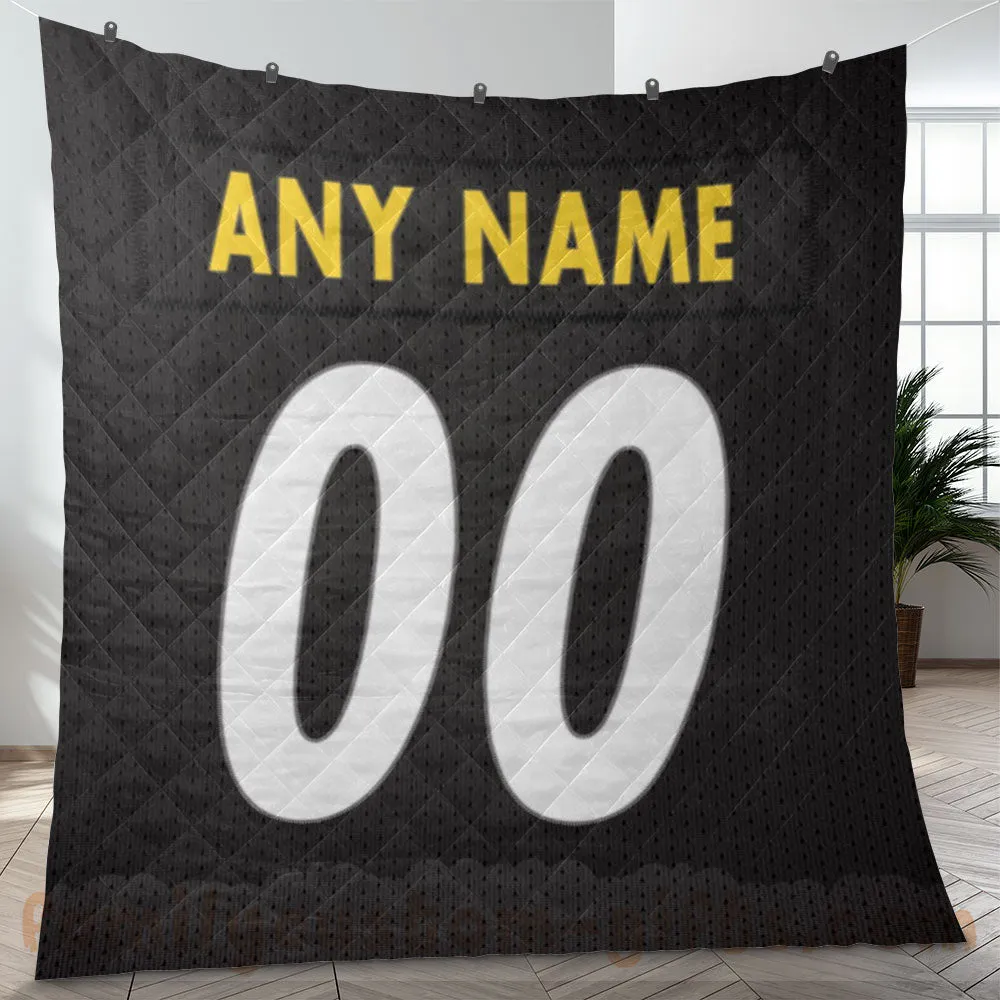 Custom Premium Quilt Blanket Pittsburgh Jersey American Football Personalized Quilt Gifts for Her & Him