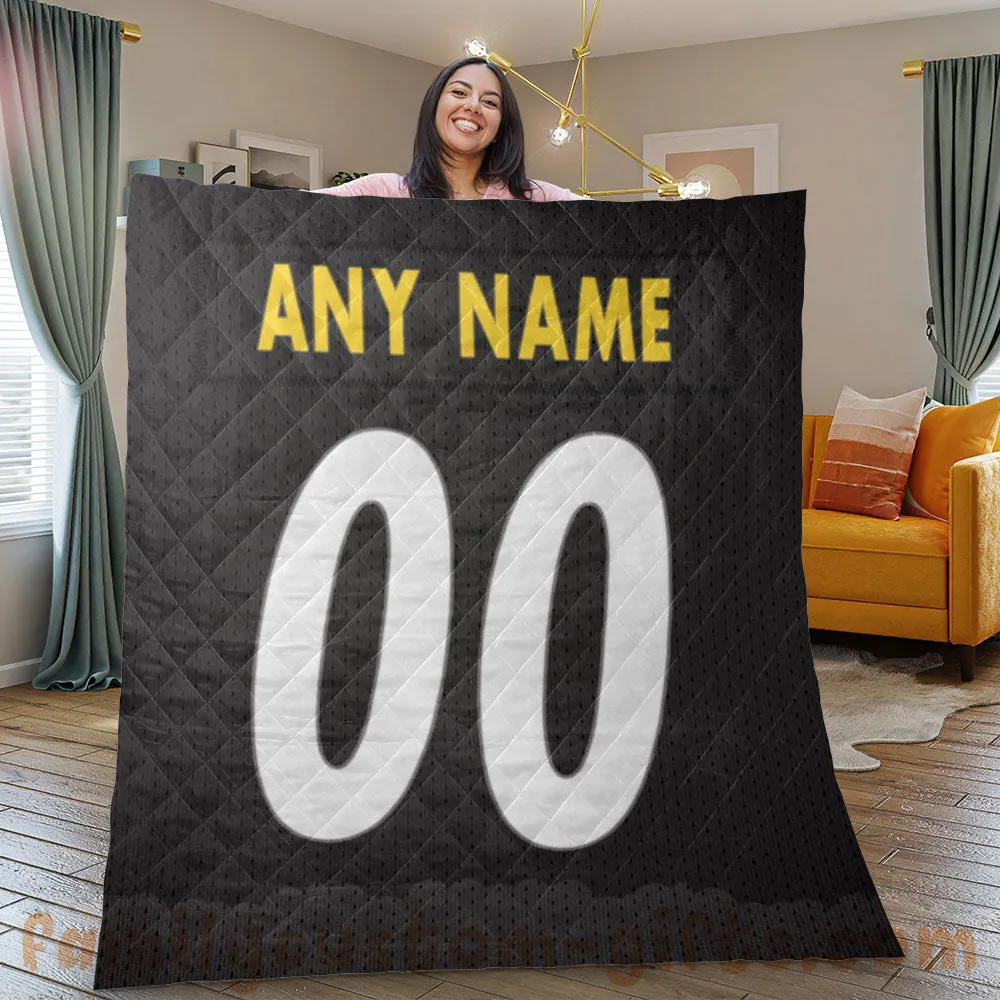 Custom Premium Quilt Blanket Pittsburgh Jersey American Football Personalized Quilt Gifts for Her & Him